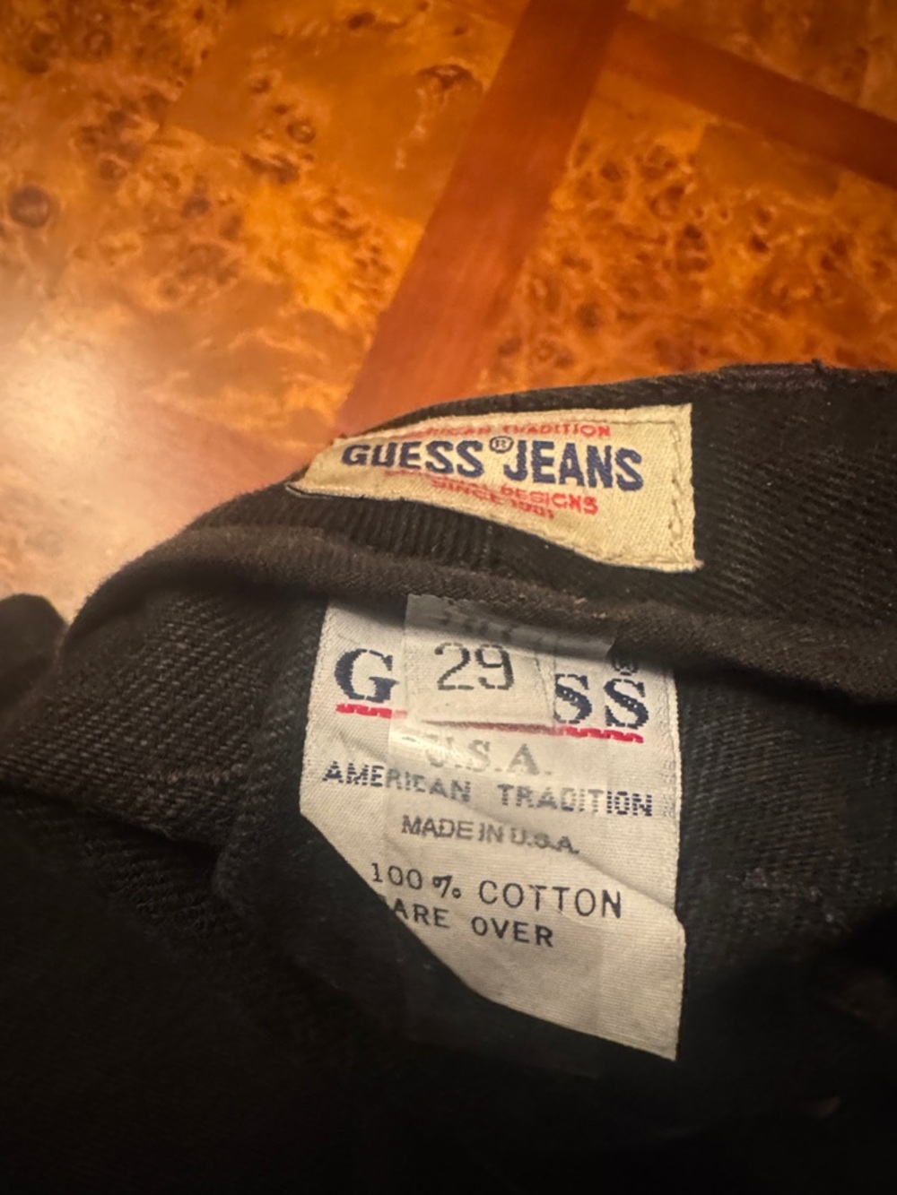 Guess Black Denim Jeans with Subtle Red Logo Tab - Picture 4 of 5